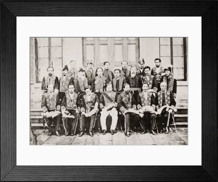 Framed Print : Japanese army officers and officials, Japan c. 1880 s Framed Print : Japanese army officers and officials, Japan c. 1880 s