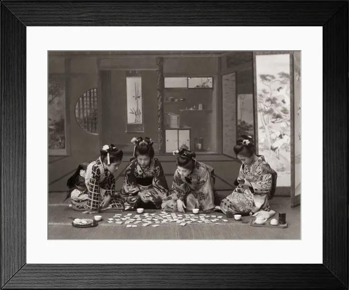 Framed Print : Geishas playing cards, Japan, c. 1890 Framed Print : Geishas playing cards, Japan, c. 1890