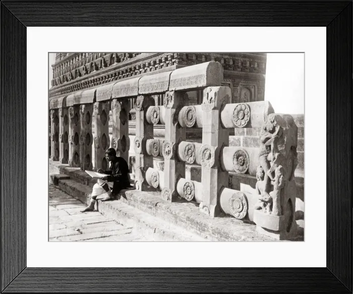 Framed Print : Asoka railings, Mahabodi Temple, Bodhgaya, India, c. 1890 s Framed Print : Asoka railings, Mahabodi Temple, Bodhgaya, India, c. 1890 s