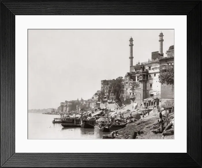 Framed Print : On the Ganges river, Benares (Varanasi), India. c1870 s Framed Print : On the Ganges river, Benares (Varanasi), India. c1870 s