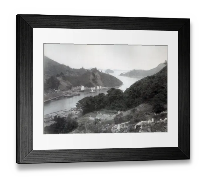 Framed Print : Boats at entrance to Nagasaki Harbour, Japan, c. 1880 s Framed Print : Boats at entrance to Nagasaki Harbour, Japan, c. 1880 s