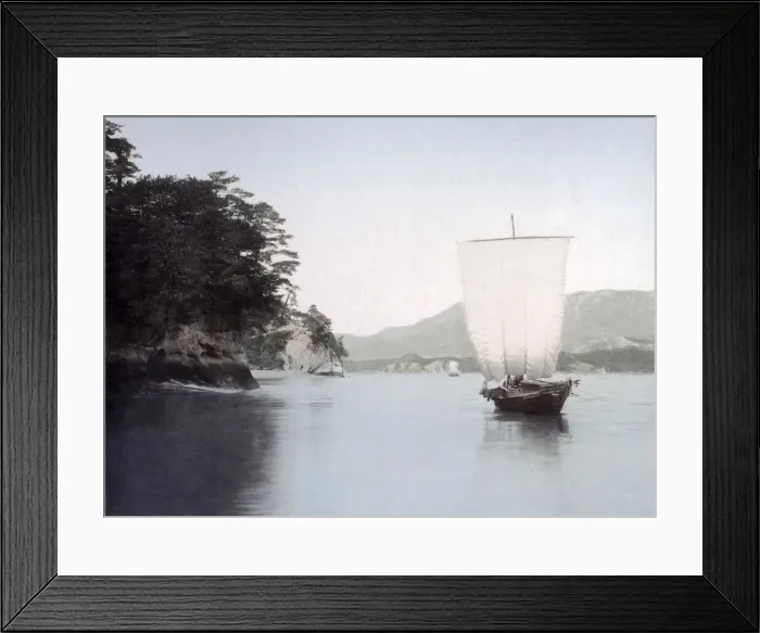 Framed Print : Sailboat, Miyajima Inland Sea, Japan, c. 1880 s Framed Print : Sailboat, Miyajima Inland Sea, Japan, c. 1880 s