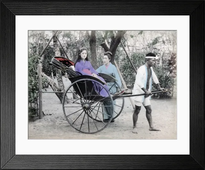 Framed Print : Young woman in a rickshaw, Japan, c. 1890 Framed Print : Young woman in a rickshaw, Japan, c. 1890