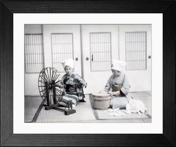 Framed Print : Spinning thread, Japan, c. 1880 s Framed Print : Spinning thread, Japan, c. 1880 s