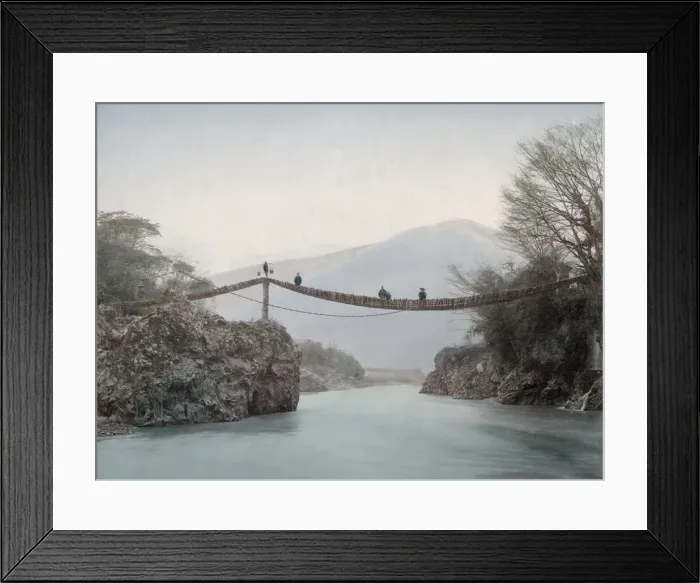 Framed Print : Rope bridge, Fujikawa, Japan, c. 1880 s Framed Print : Rope bridge, Fujikawa, Japan, c. 1880 s