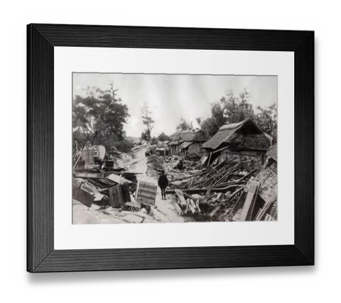 Framed Print : Earthquake damage, Japan, c. 1890 s Framed Print : Earthquake damage, Japan, c. 1890 s