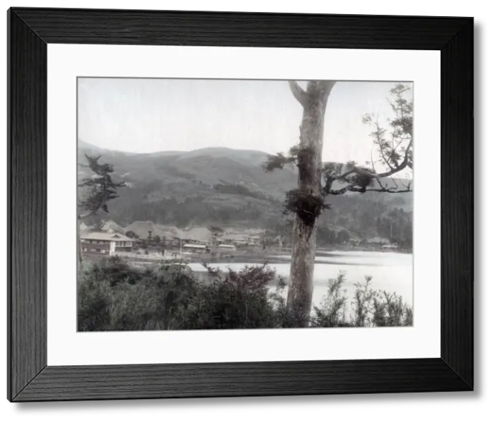 Framed Print : View onto Hakone Lake, Japan, c. 1890 Framed Print : View onto Hakone Lake, Japan, c. 1890