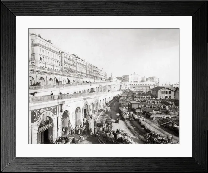 Framed Print : Railway depot harbour area, Algiers, Algeria, c. 1890 Framed Print : Railway depot harbour area, Algiers, Algeria, c. 1890