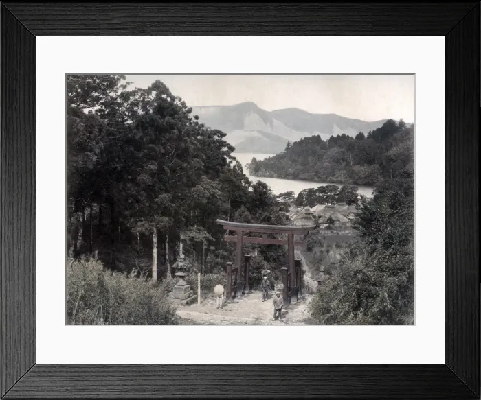 Framed Print : Torii beside the lake, Hakone, Japan, c. 1880 s Framed Print : Torii beside the lake, Hakone, Japan, c. 1880 s