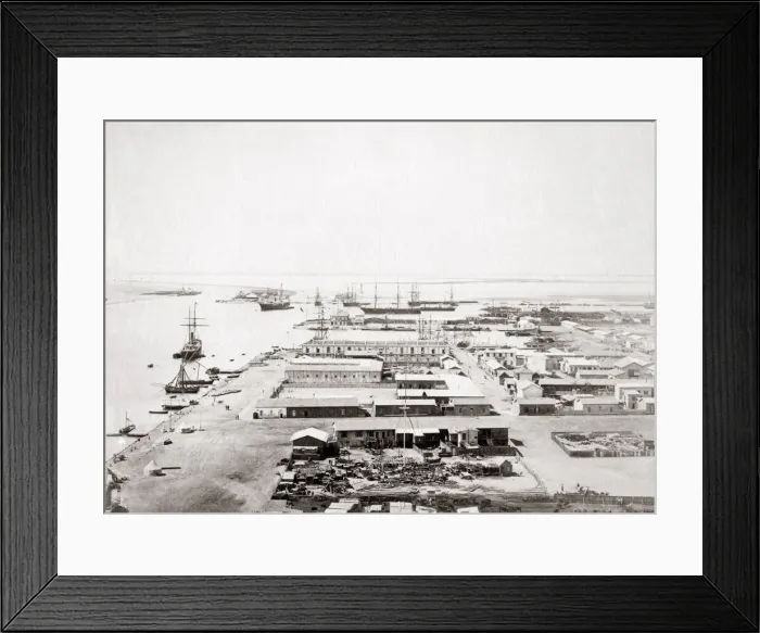 Framed Print : Docks at Port Said, Suez Canal, Egypt, c. 1870 s Framed Print : Docks at Port Said, Suez Canal, Egypt, c. 1870 s