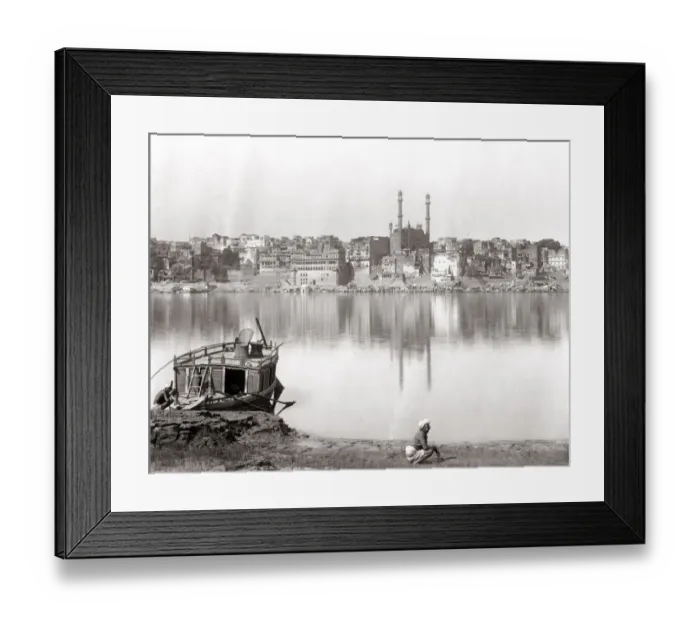 Framed Print : Benares, (Varanasi) across the Ganges river, India, c. 1880 s Framed Print : Benares, (Varanasi) across the Ganges river, India, c. 1880 s