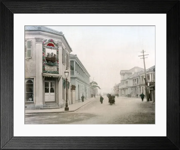 Framed Print : c. 1880s Japan - main street Kobe Framed Print : c. 1880s Japan - main street Kobe