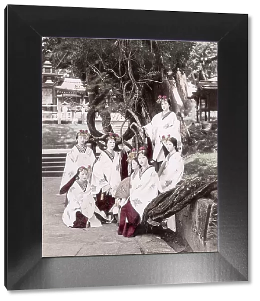 c. 1880s Japan - Miko or temple maidans