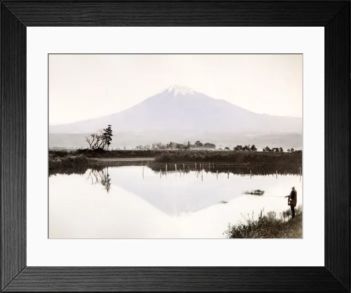 Framed Print : c. 1880s Japan - Mount fuji reflected in lake Framed Print : c. 1880s Japan - Mount fuji reflected in lake