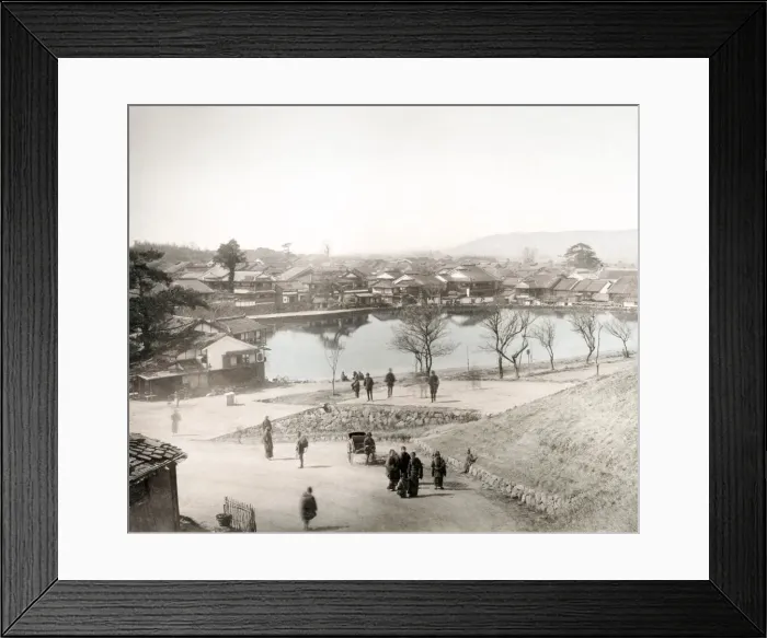Framed Print : c. 1880s Japan - view of the pond at Sarusawa Nara Framed Print : c. 1880s Japan - view of the pond at Sarusawa Nara
