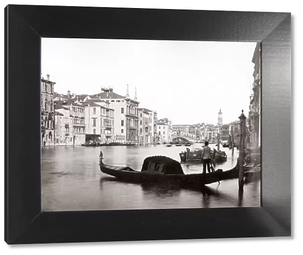 Gondola and Railto bridge, Venice, Italy, c. 1880 s