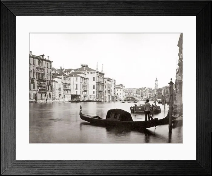 Framed Print : Gondola and Railto bridge, Venice, Italy, c. 1880 s Framed Print : Gondola and Railto bridge, Venice, Italy, c. 1880 s