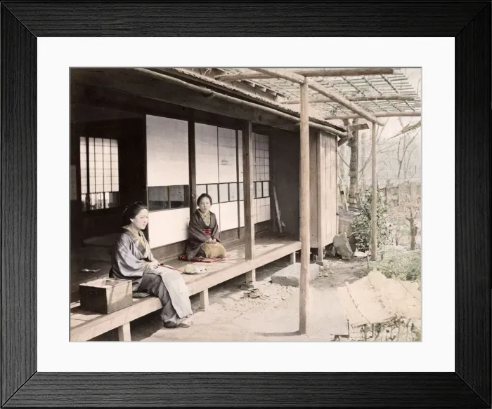 Framed Print : c. 1880s Japan - tea house verandah Framed Print : c. 1880s Japan - tea house verandah