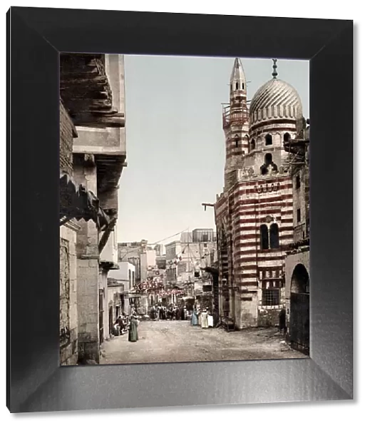 c. 1890s Egypt - Cairo street scene and mosque