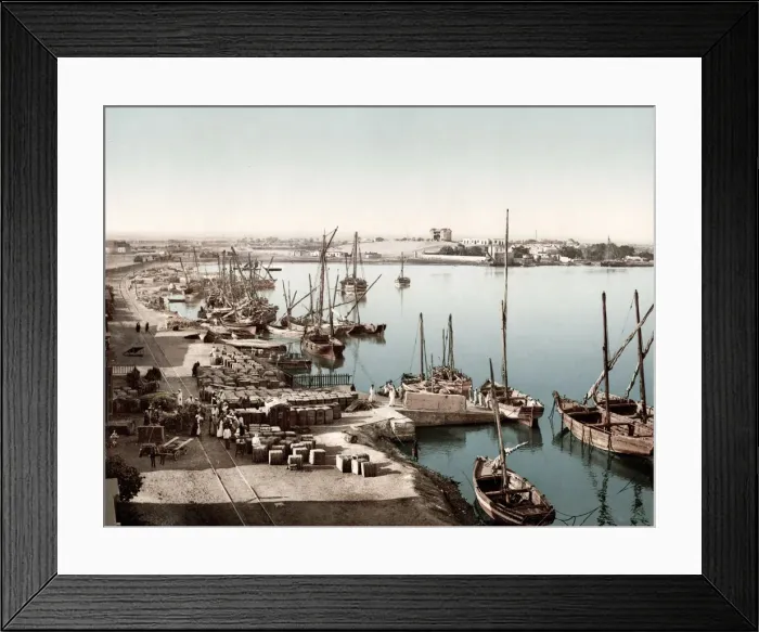 Framed Print : c. 1890s Egypt - ships tied up in port of Suez Framed Print : c. 1890s Egypt - ships tied up in port of Suez