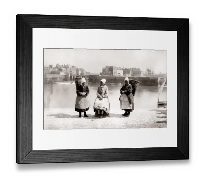 Framed Print : c. 1880s - France French fisherwomen in Dieppe harbour Framed Print : c. 1880s - France French fisherwomen in Dieppe harbour