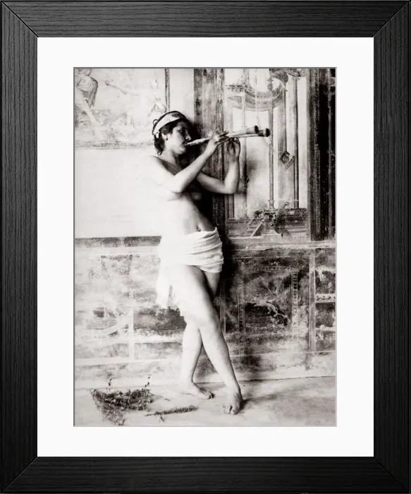 Framed Print : c. 1880s Italy Sicily - girl playing a musical instrument Framed Print : c. 1880s Italy Sicily - girl playing a musical instrument