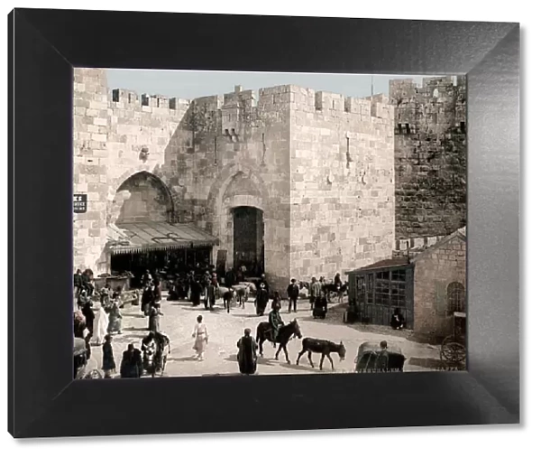 c. 1890s Jaffa Gate Jerusalem - sign for Thomas Cook office