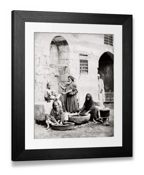 Framed Print : Egypt Cairo - women washing with water from a well Framed Print : Egypt Cairo - women washing with water from a well