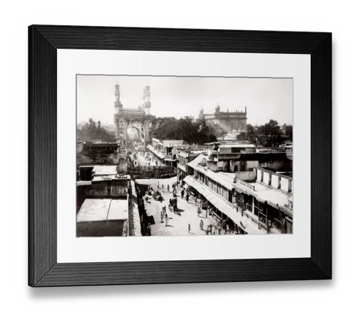 Framed Print : c. 1880s India - busy street Char Minar, Hyderabad Framed Print : c. 1880s India - busy street Char Minar, Hyderabad