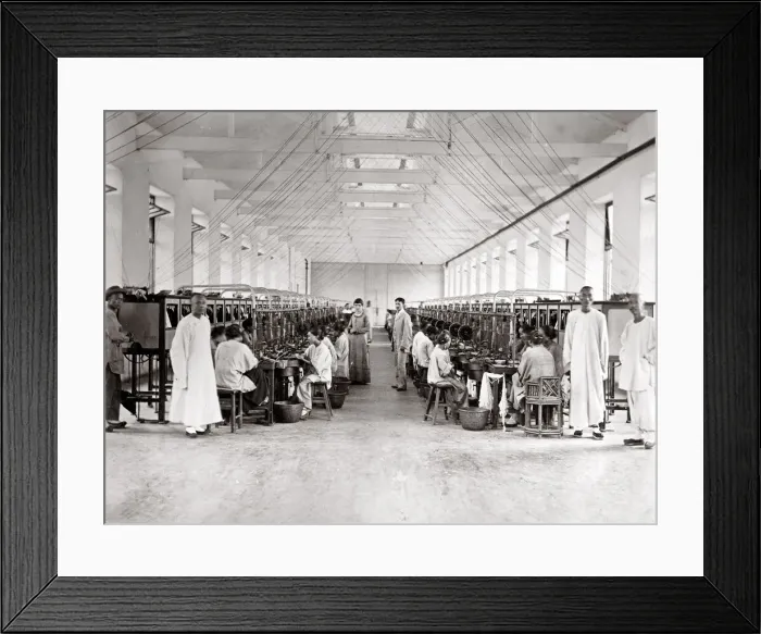 Framed Print : China - workers in a factory processing tea or silk Framed Print : China - workers in a factory processing tea or silk