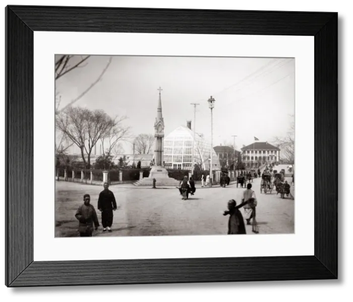 Framed Print : c. 1880s China - view of Shanghai - glass house in park Framed Print : c. 1880s China - view of Shanghai - glass house in park