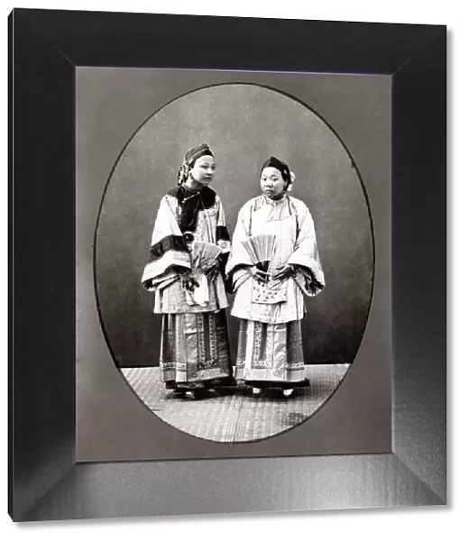 c. 1880s China - two Chinese women with bound feet