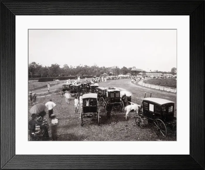 Framed Print : Racecourse, horse racing, likely Singapore Framed Print : Racecourse, horse racing, likely Singapore