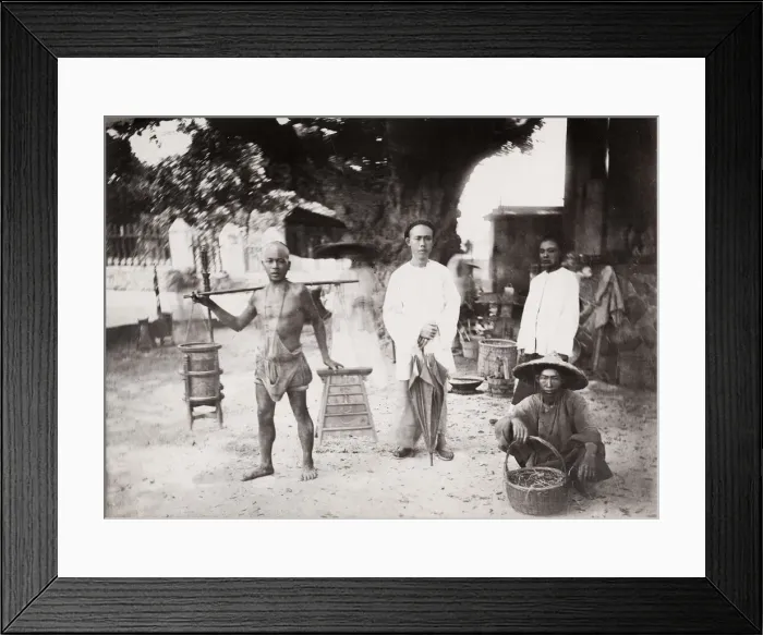Framed Print : Chinese street vendors, Hong Kong or China Framed Print : Chinese street vendors, Hong Kong or China