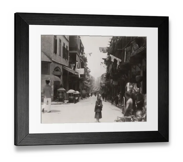 Framed Print : Street scene in the Chinese quarter of Kong Kong
