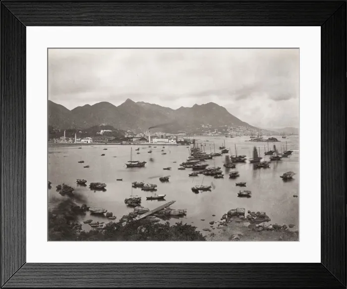Framed Print : View of factories on Hong Kong island, c. 1880 s Framed Print : View of factories on Hong Kong island, c. 1880 s
