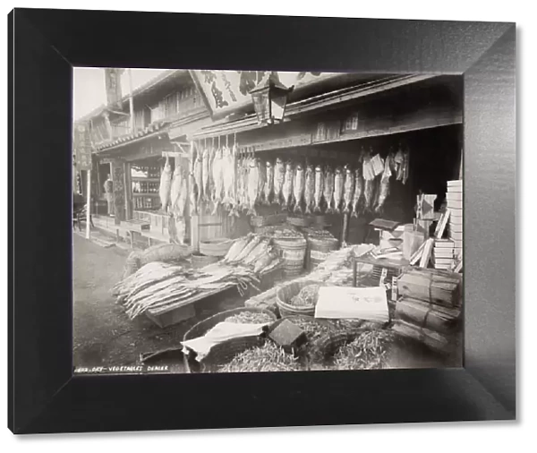 Fish and vegetable shop, dealer, Japan c. 1880 s