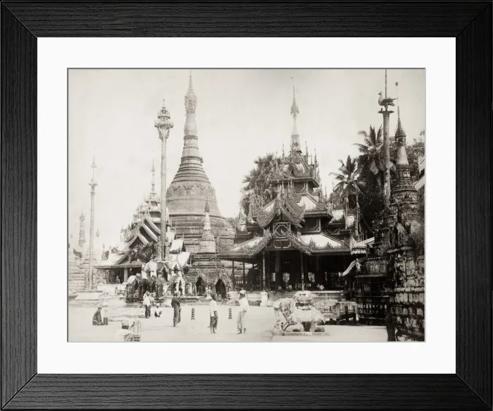 Framed Print : Pagodas, temples, Ragoon, Yangon, Burma, Myanmar c. 1890