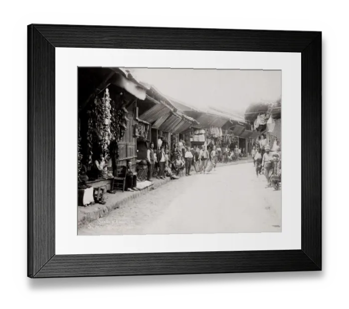 Framed Print : street scene, row of shops, footwear, shoes, Turkey Framed Print : street scene, row of shops, footwear, shoes, Turkey