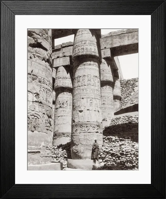 Framed Print : Carved pillar ancient ruins, Egypt, with figure Framed Print : Carved pillar ancient ruins, Egypt, with figure