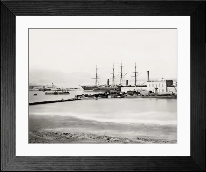 Framed Print : Ship tied at dock, wharf, Suez Canal, Port Said Framed Print : Ship tied at dock, wharf, Suez Canal, Port Said