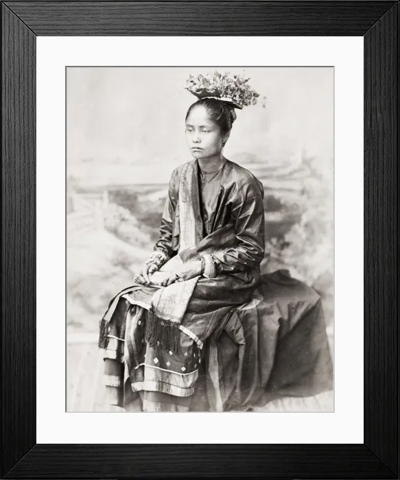 Framed Print : SE Asia, probably Malay peninsula, women in traditional dress Framed Print : SE Asia, probably Malay peninsula, women in traditional dress