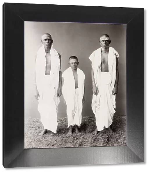 India, three young monks, holy men, India