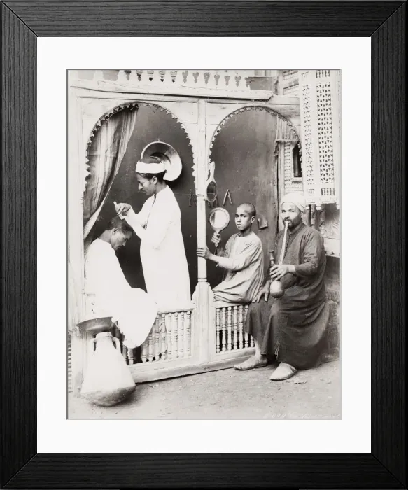 Framed Print : Zangaki studio Cairo Egypt. Barber at work Framed Print : Zangaki studio Cairo Egypt. Barber at work