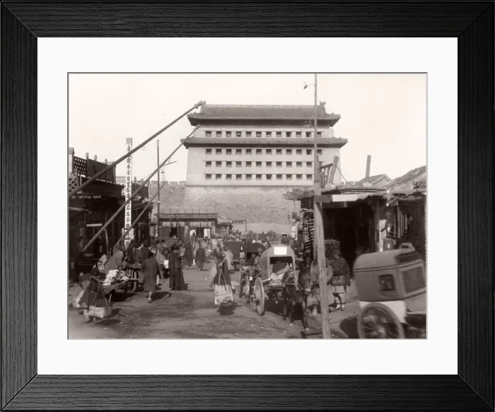 Framed Print : City gate and busy street, Peking, Beijing, China Framed Print : City gate and busy street, Peking, Beijing, China