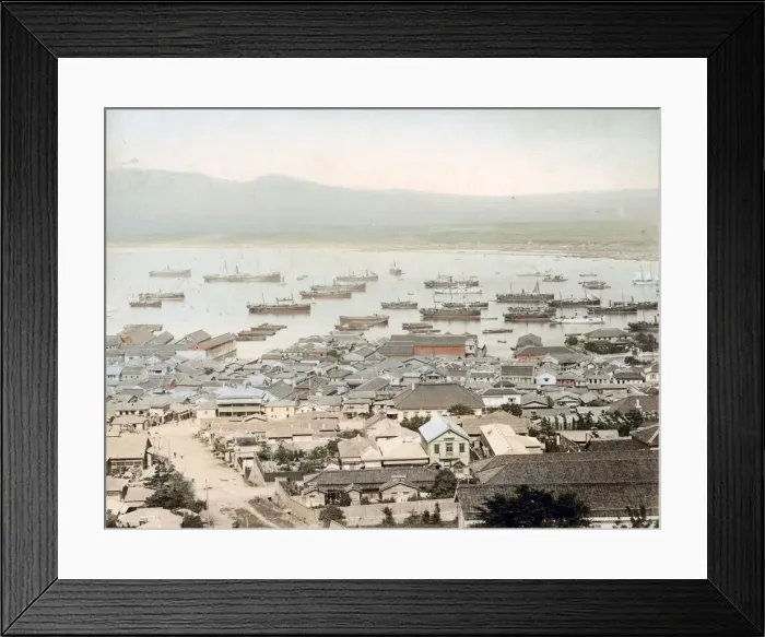 Framed Print : Harbour and ships at Hakodate, Japan Framed Print : Harbour and ships at Hakodate, Japan
