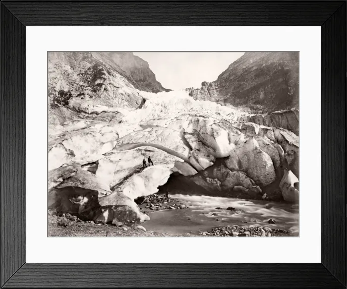 Framed Print : Two men on the face of a glacier, likely Switzerland Framed Print : Two men on the face of a glacier, likely Switzerland