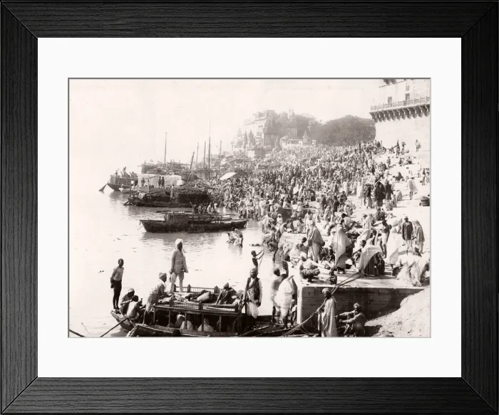 Framed Print : Crowd along the River Ganges, Benares, Varanasi, India Framed Print : Crowd along the River Ganges, Benares, Varanasi, India