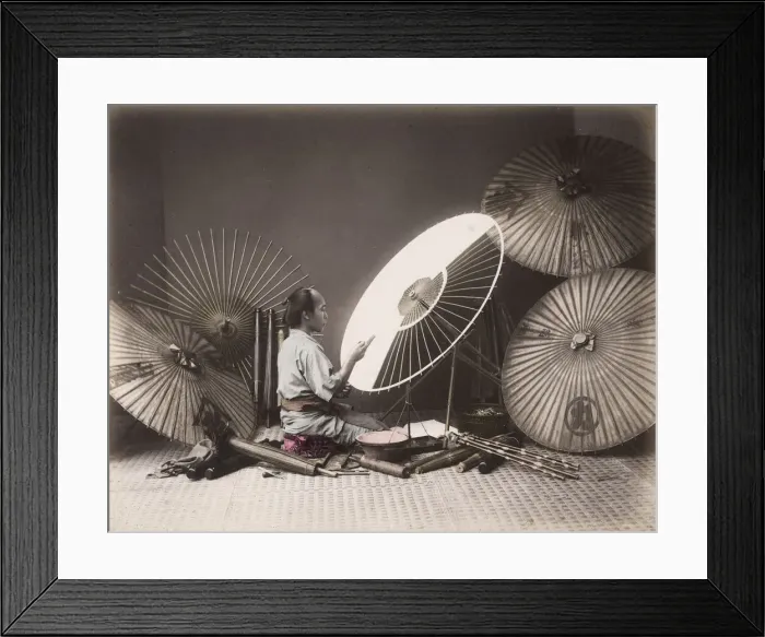 Framed Print : Umbrella and parasol maker, Japan