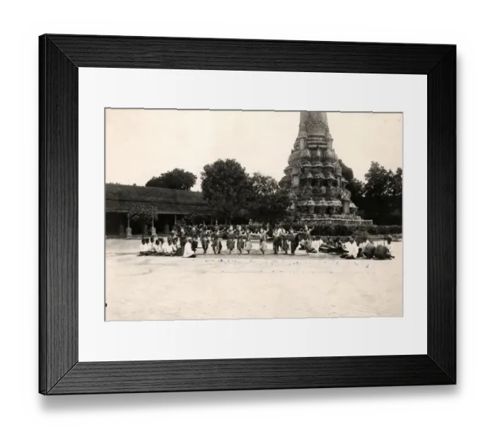 Framed Print : Dancers in a temple courtyard, Cambodia, c. 1920s Framed Print : Dancers in a temple courtyard, Cambodia, c. 1920s